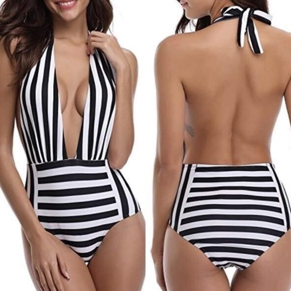 Holipick Other - Striped One Piece Swim Suit Holipick